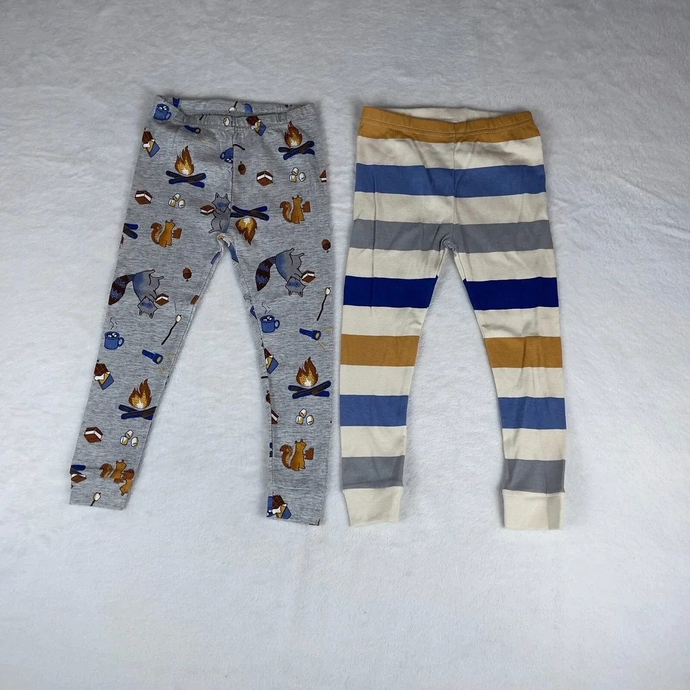 Lot of‎ 2 Pajama Kids 3T Gray Multi Striped Tapered Leg Soft Touch Elastic Waist